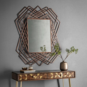 Copper Rectangle Geometric Wall Mirror - SE Home