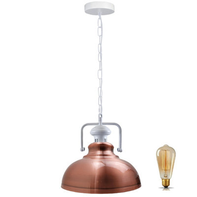 Copper Retro Barn Pendant Light Hemp Rope Hanging Lamp with Slot Metal ...