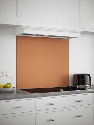 Copper Self-Adhesive Toughened Glass Kitchen Splashback 900mm x 750mm x 6mm