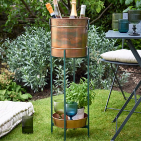 Copper Standing Autumn Winter Celebration Party Champagne Wine Ice Bucket with Tray Gifts Ideas
