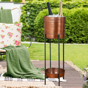 Copper Standing Champagne Ice Bucket with Tray