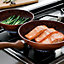 Copper Stone Pans Non-Stick & Hard Wearing with Wood Effect Handle - 24cm