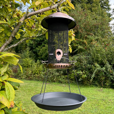 Green Outdoor Hanging Metal Bird Feeder