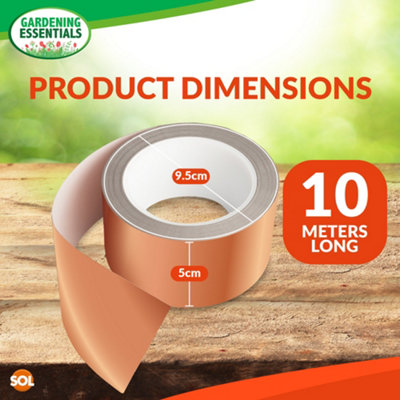 Copper Tape Slug Repellent UK 10m x 50mm  Humane Slug & Snail Control, Wide Copper Tape Slug Repellent