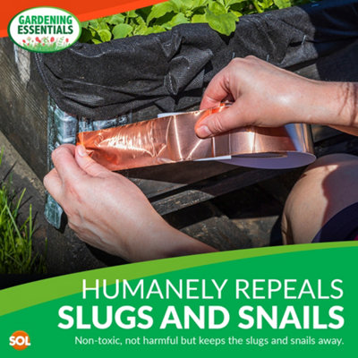 Copper Tape Slug Repellent UK 10m x 50mm  Humane Slug & Snail Control, Wide Copper Tape Slug Repellent