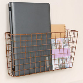 Copper Wall Mounted Magazine Newspapers Storage Basket