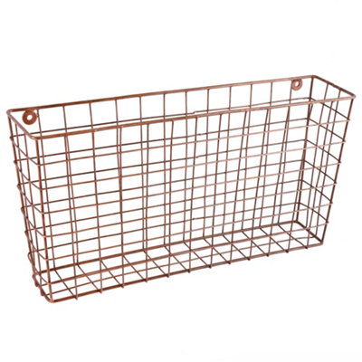 Copper Wall Mounted Magazine Newspapers Storage Basket