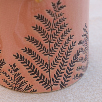 Coral Pink Fern Churn Ceramic Table Decoration Flower Vase - 4