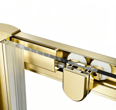 Coral Sliding Door Shower Enclosure Brushed Brass 6mm Safety Glass ...