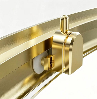 Coral Sliding Door Shower Enclosure Brushed Brass 6mm Safety Glass ...