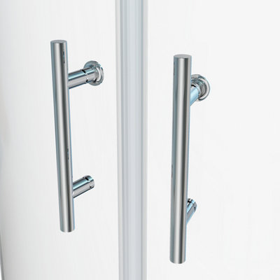 Coral Sliding Door Shower Enclosure Chrome 6mm Safety Glass 1100x760mm