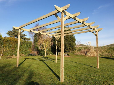 Corbel Wooden Garden Pergola Kit, 1.8m x 1.8m (Natural finish)