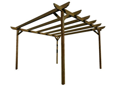 Corbel Wooden Garden Pergola Kit, 2.4m x 3.6m (Rustic brown finish)