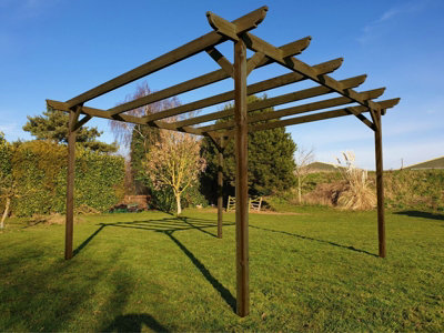 Corbel Wooden Garden Pergola Kit, 2.4m x 3.6m (Rustic brown finish)