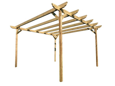 Corbel Wooden Garden Pergola Kit, 2.4m x 3m (Natural finish)