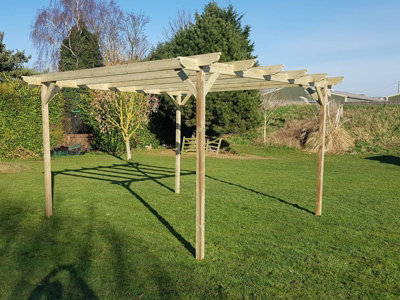 Corbel Wooden Garden Pergola Kit, 2.4m x 4.8m (Natural finish)