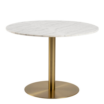 Corby Round Dining Table with White Marble Top & Gold Base