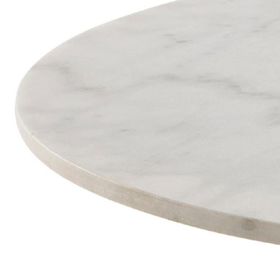 Corby Round Dining Table with White Polished Marble Top & Black Base