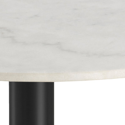 Corby Round Dining Table with White Polished Marble Top & Black Base