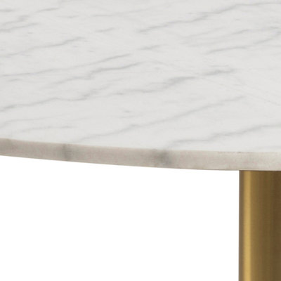 Corby Round Dining Table with White Polished Marble Top & Gold Base inc ...