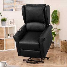 Corcoran Electric Bonded Leather Riser Recliner with Massage and Heat - Black