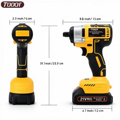 Cordless 1/2 Impact Wrench Brushless Power Driver Gun with 2 Batteries ...