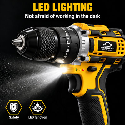 Cordless drill driver, 21V combi screwdriver set battery powered, 2 ...