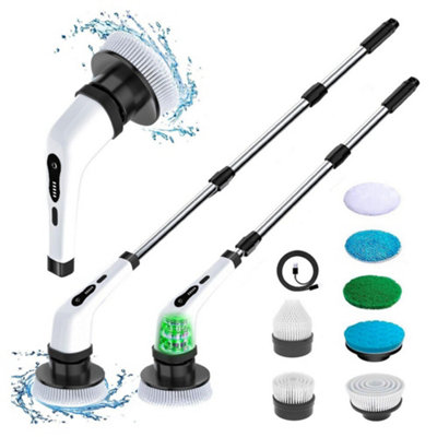 Cordless Electric Cleaning Brush with 9 Replaceable Brush Heads, Shower ...