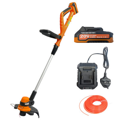 Cordless Grass Trimmer Edging Tool - Rotates and Tilts - Lightweight 1.5kg - Soft Grip Handle - 250mm Cutting Diameter - Includes