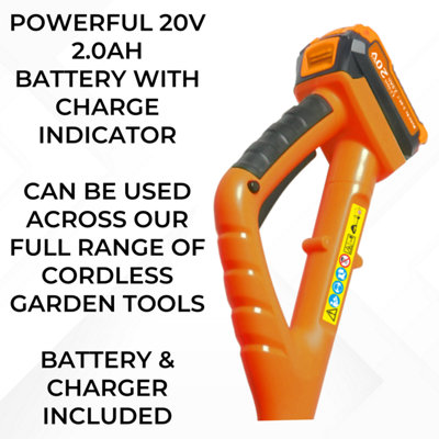 Cordless Grass Trimmer Edging Tool - Rotates and Tilts - Lightweight 1.5kg - Soft Grip Handle - 250mm Cutting Diameter - Includes