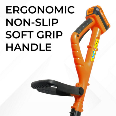 Cordless Grass Trimmer Edging Tool - Rotates and Tilts - Lightweight 1.5kg - Soft Grip Handle - 250mm Cutting Diameter - Includes