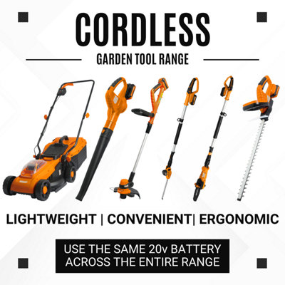 Cordless Grass Trimmer Edging Tool - Rotates and Tilts - Lightweight 1.5kg - Soft Grip Handle - 250mm Cutting Diameter - Includes