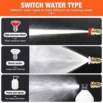 Cordless High Pressure Washer, Portable Car Jet Wash Cleaner Gun with 2 Batteries, Foam Bottle & 5m Hose