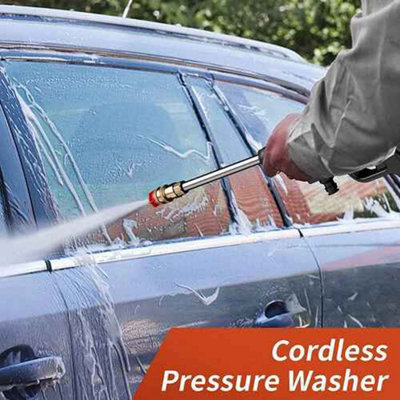 Cordless High Pressure Washer, Portable Car Jet Wash Cleaner Gun with 2 Batteries, Foam Bottle & 5m Hose