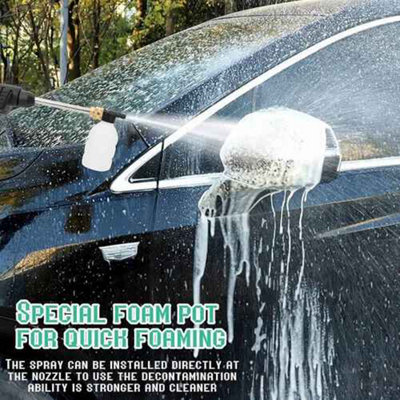 Cordless High Pressure Washer, Portable Car Jet Wash Cleaner Gun with 2 Batteries, Foam Bottle & 5m Hose