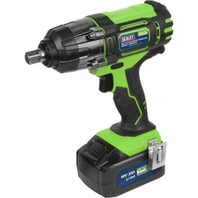 Cordless Impact Wrench - 1/2" Sq Drive - 18V 3Ah Lithium-ion Battery - High Vis