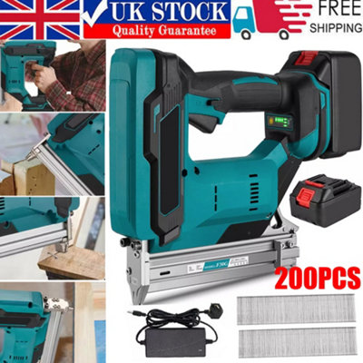 Cordless Nail Gun Staple Gun Electric Stapler Tool Carpentry Nails w/Battery Kit