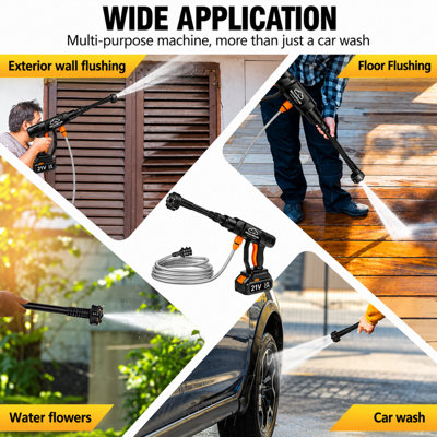 Cordless Pressure Washer with 2 Batteries and 6 in 1 Nozzle for Garden Cleaning and Watering