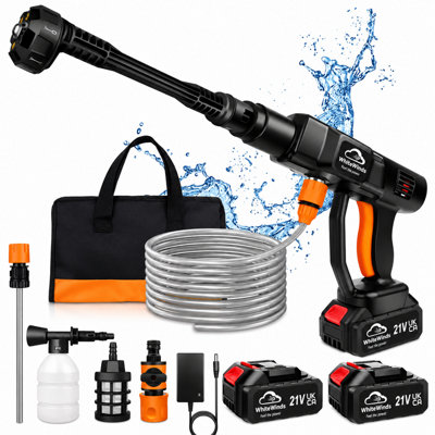 Cordless Pressure Washer with 2 Batteries and 6 in 1 Nozzle for Garden Cleaning and Watering