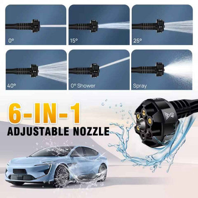 Cordless Pressure Washer with 2 Batteries and 6 in 1 Nozzle for Garden Cleaning and Watering