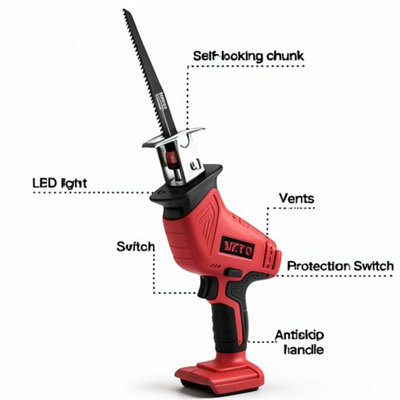 DOGTOOTH 21V MAX Cordless Reciprocating Saw Kit – 2 Batteries, 2.0Ah Li-Ion, Tool-Free Blade Change, Variable Speed, LED Light, Compatible With Makita 18V Battery