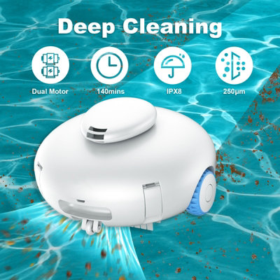 Cordless Robotic Pool Cleaner Powerful Suction Rechargeable Battery Pool Vacuum