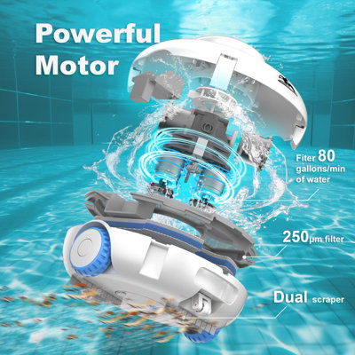 Cordless Robotic Pool Cleaner Powerful Suction Rechargeable Battery Pool Vacuum - 3