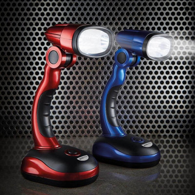 Cordless Task Lamp Pack of 2, 12 Ultra-Bright LEDs, Pivot Head, Push Button on/off Switch, Battery Operated, Red, Blue