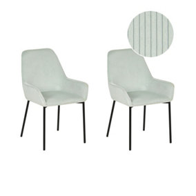 Corduroy Dining Chair Set of 2 Mint Green LOVERNA
