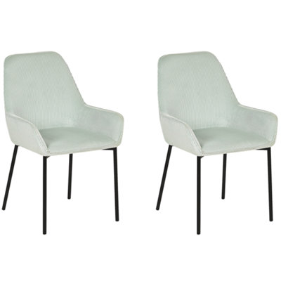 Corduroy Dining Chair Set of 2 Mint Green LOVERNA
