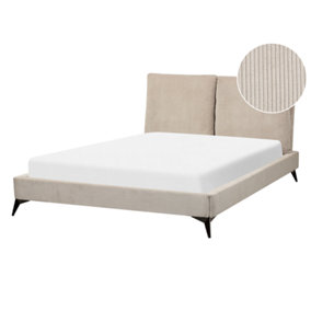 Corduroy EU Double Size Bed Taupe MELLE