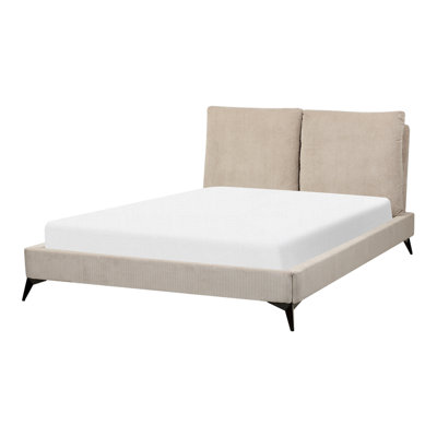 Corduroy EU Double Size Bed Taupe MELLE