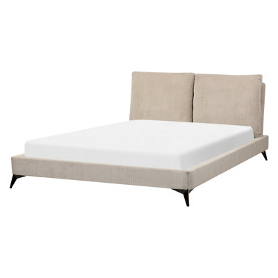 Corduroy EU King Size Bed Taupe MELLE