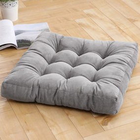 Corduroy Tatami Square Seat Cushion Seat Pad, Grey 50cm x 50cm